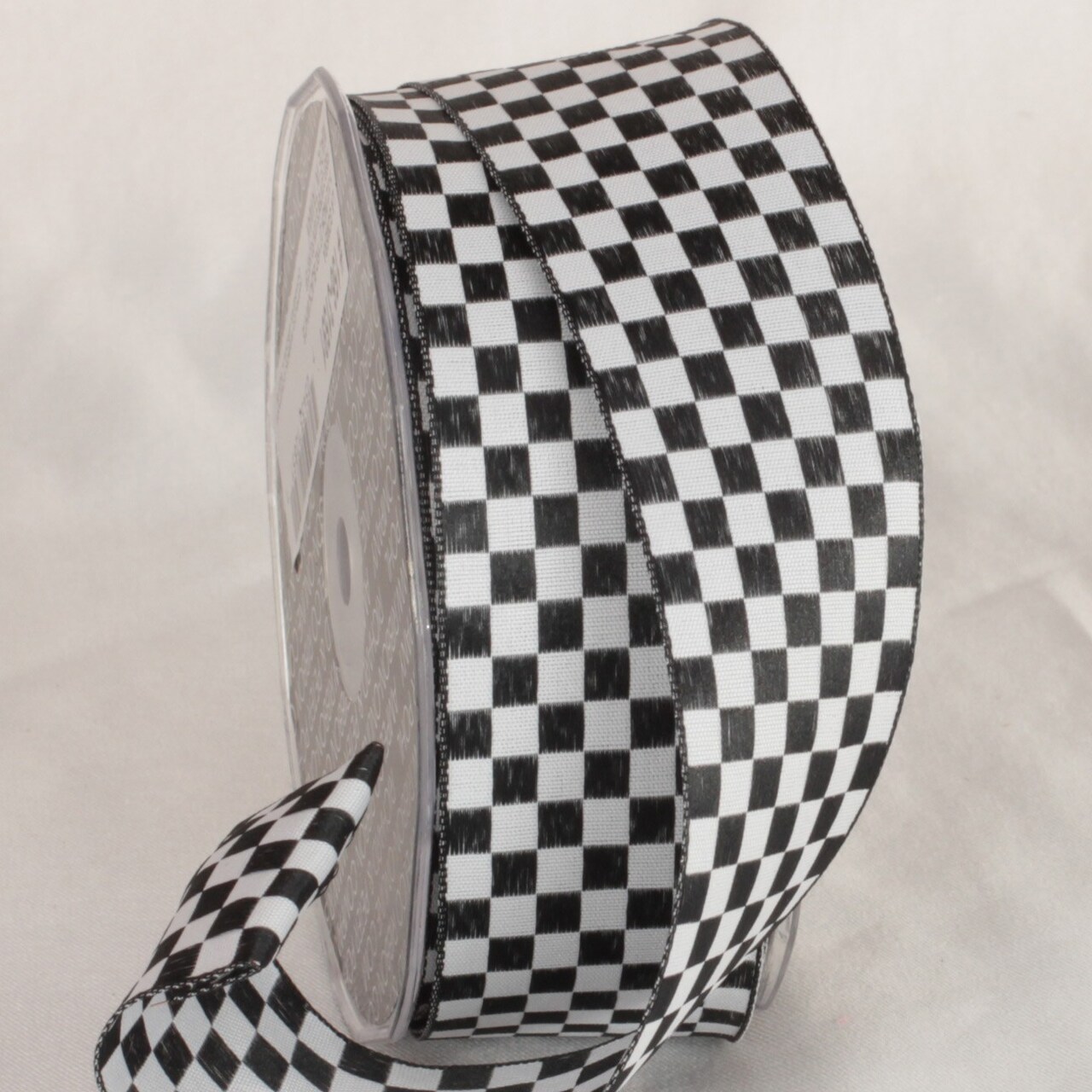 The Ribbon People Black and White Checkered Wired Craft Ribbon 1.5" x 54 Yards